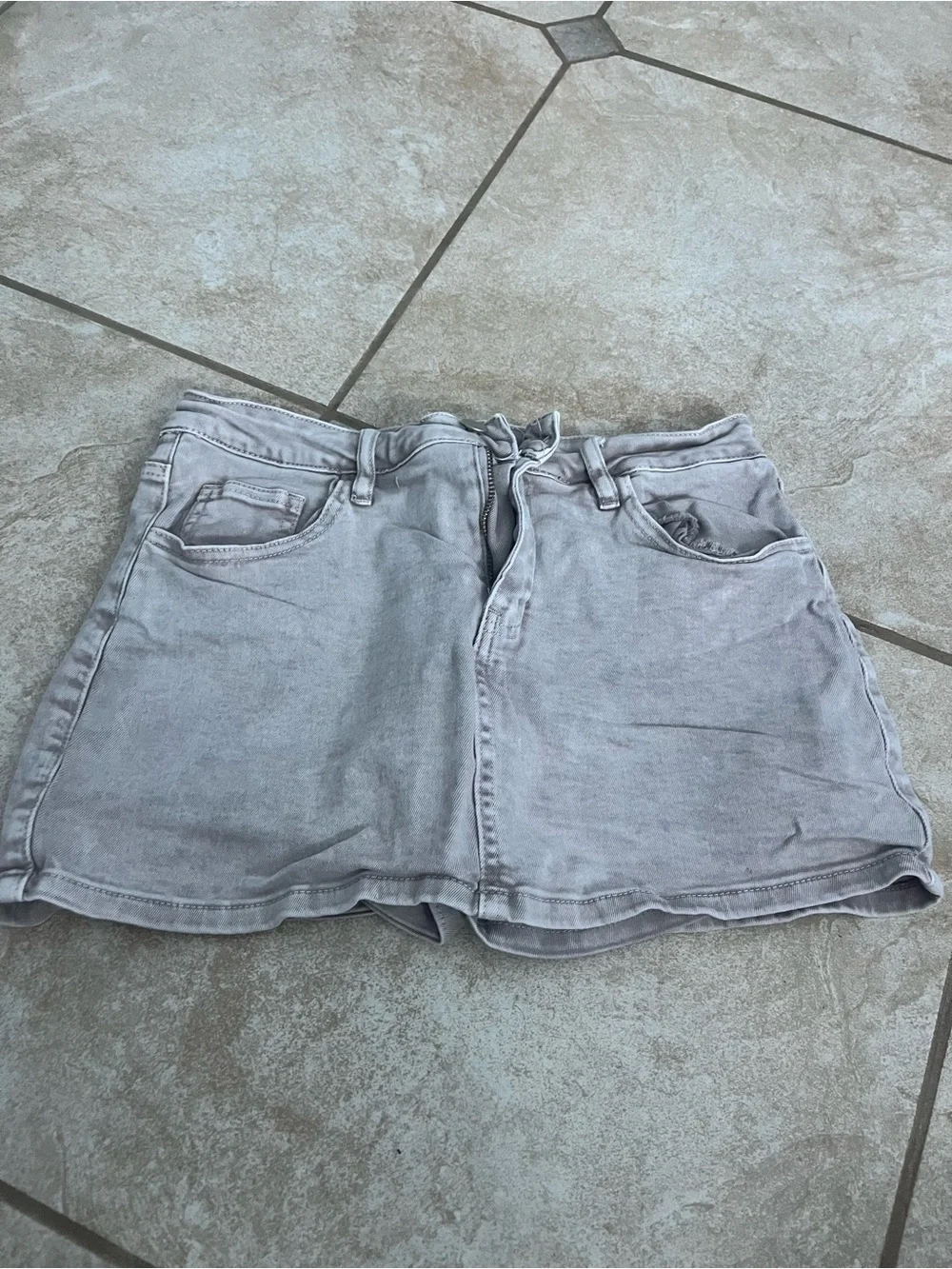 Women's Light Gray Denim Mini Skirt
